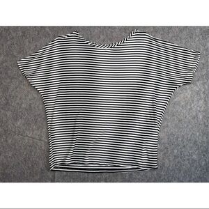 Cupio T-Shirt Women's Large White Black Striped Boat Neck Dolman Sleeve Pullover